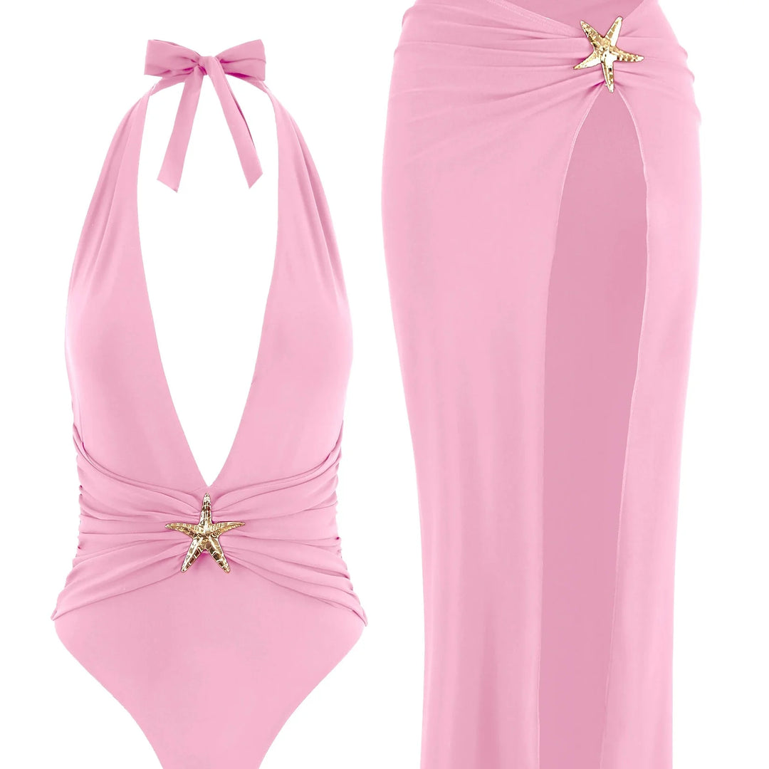 Ensemble de plage à jupe longue et étoile de mer décorative