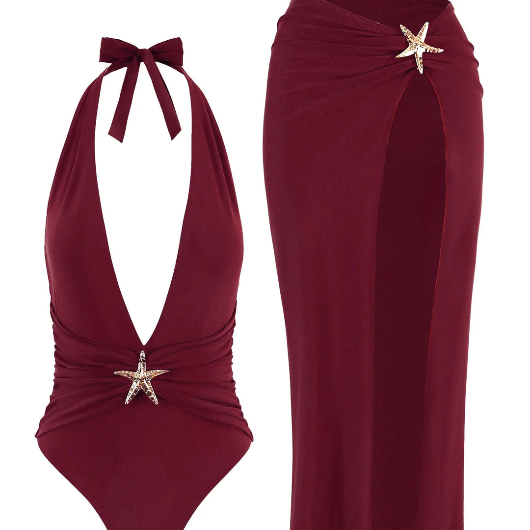 Ensemble de plage à jupe longue et étoile de mer décorative