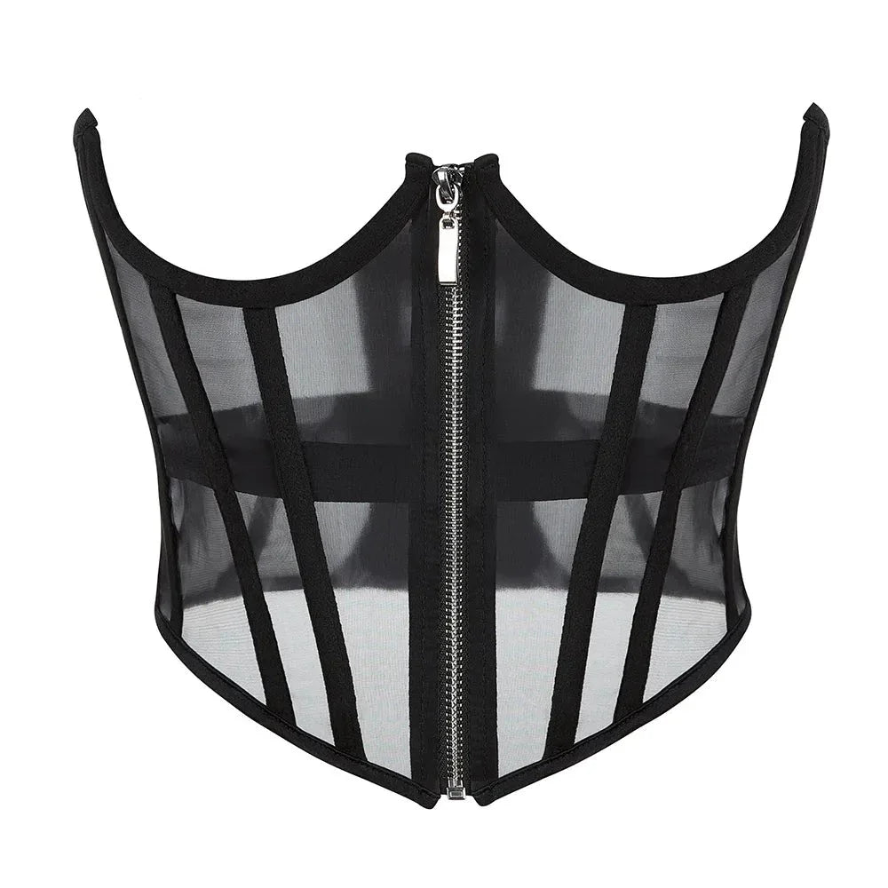 Corset en résille à fermeture éclair
