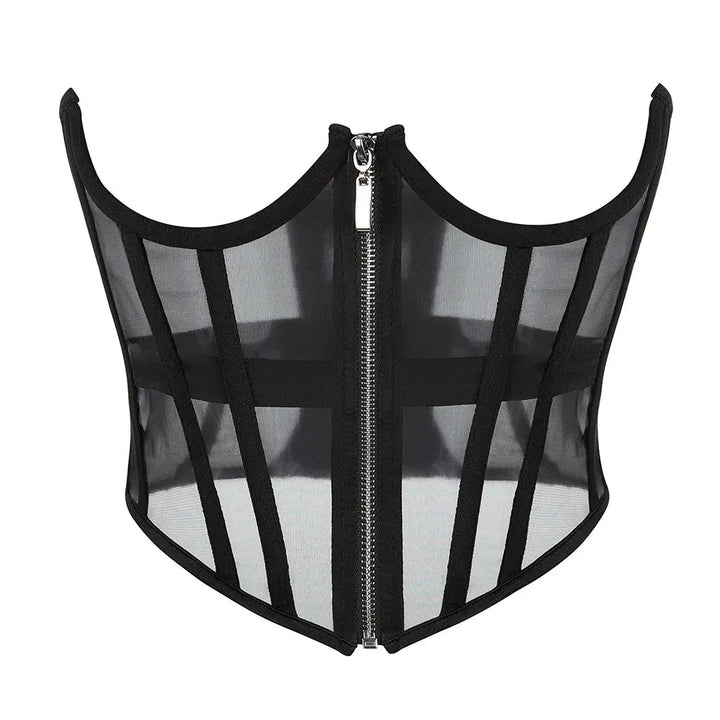 Corset en résille à fermeture éclair