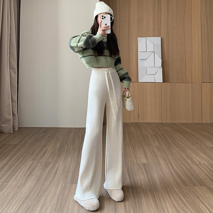 Pantalon ample en maille à laçage