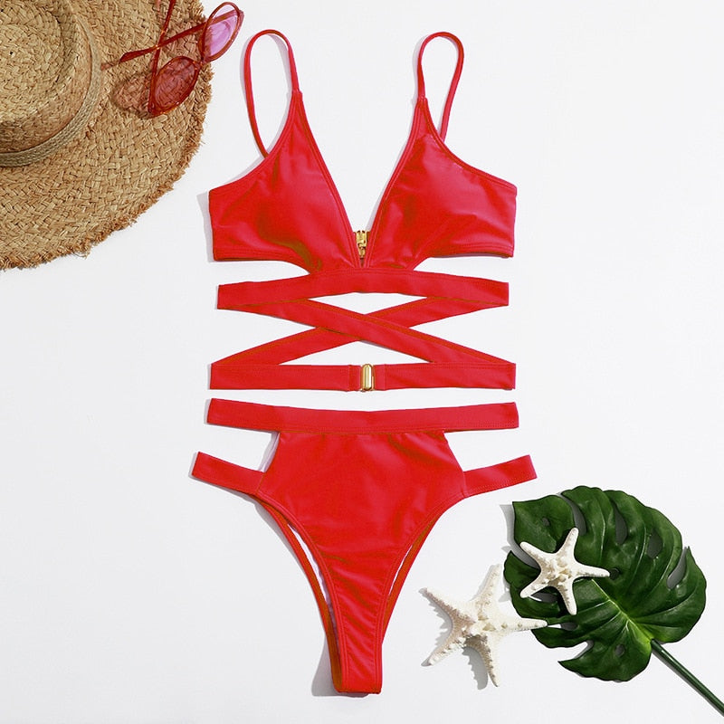 Maillot de bain bikini 2 pièces à brides