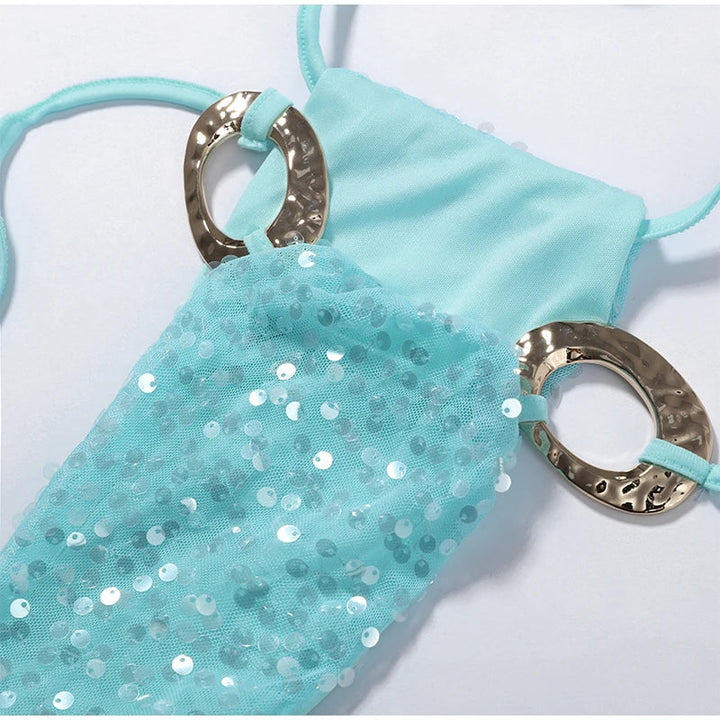 Ensemble de plage bikini brillant à paillettes