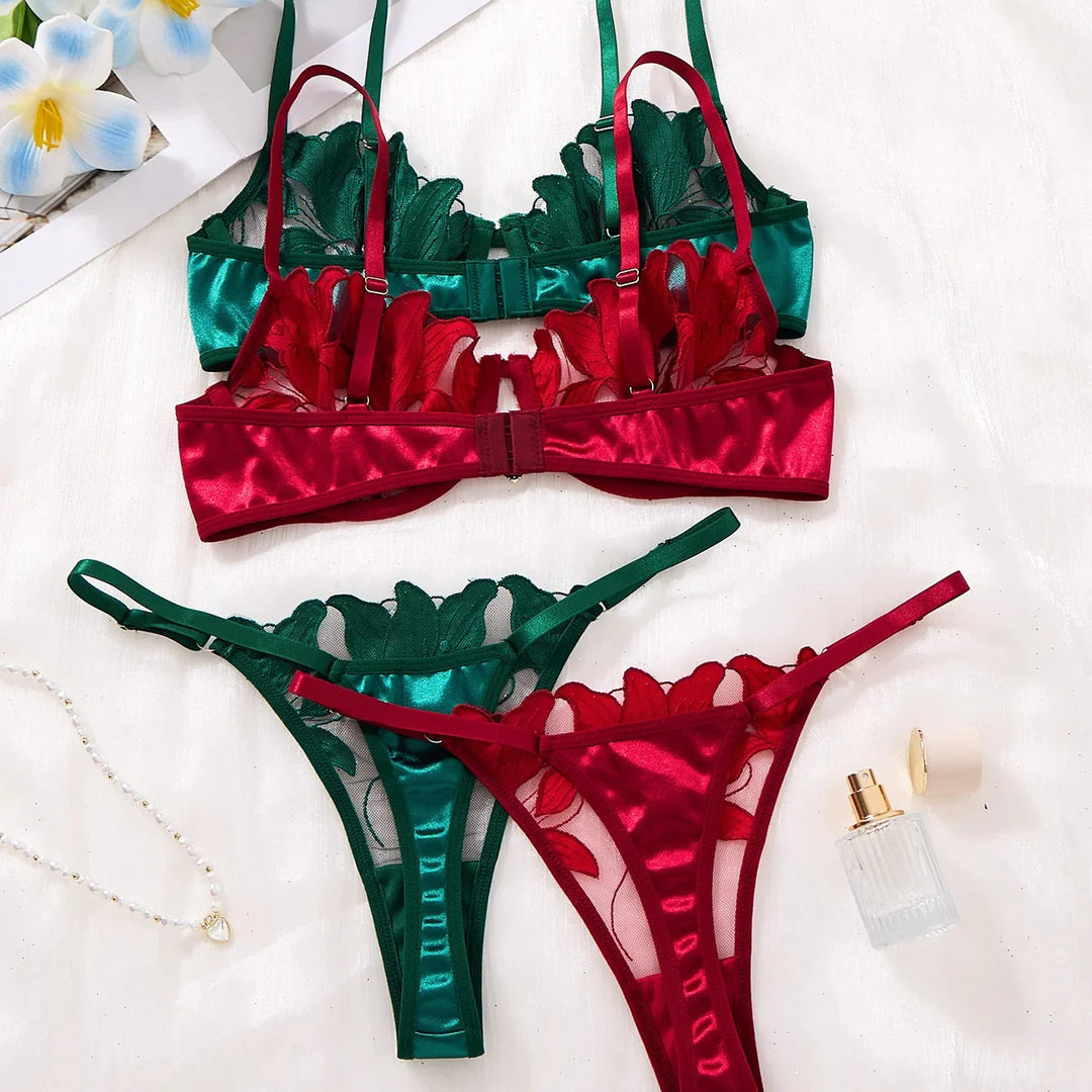 Ensemble de lingerie à motif brodé