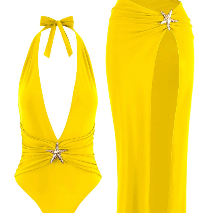 Ensemble de plage à jupe longue et étoile de mer décorative