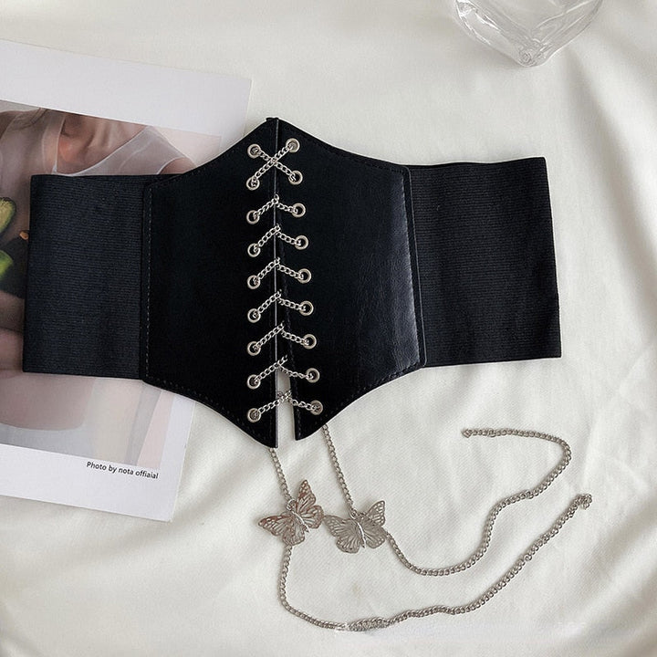 Corset à laçage chaîne et papillons