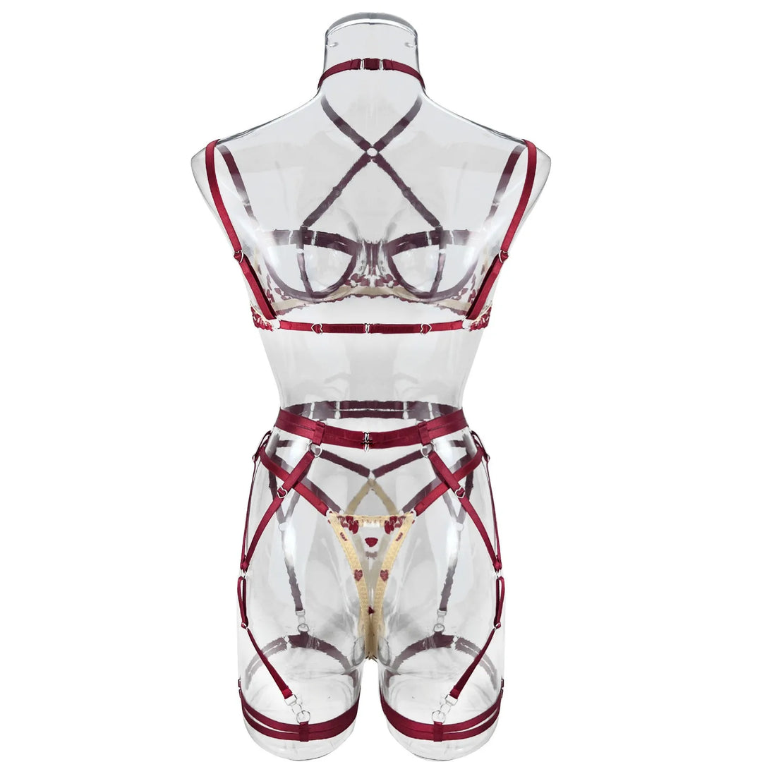 Ensemble de lingerie 4 pièces brodé