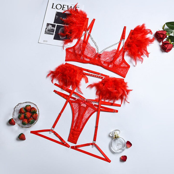 Ensemble de lingerie à plumes