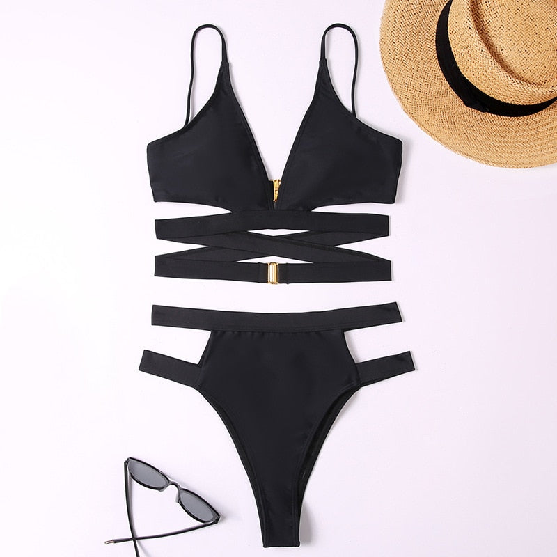Maillot de bain bikini 2 pièces à brides