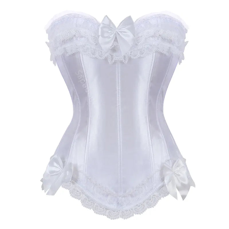 Corset élégant en satin grande taille à armatures sculptantes et dentelle raffinée