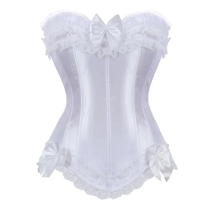 Corset élégant en satin grande taille à armatures sculptantes et dentelle raffinée