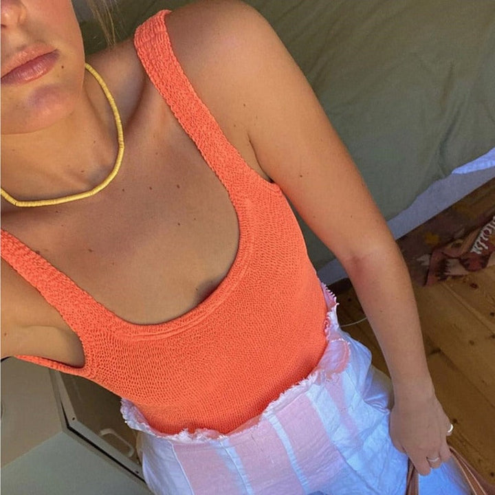 Maillot de bain une pièce en matière côtelée