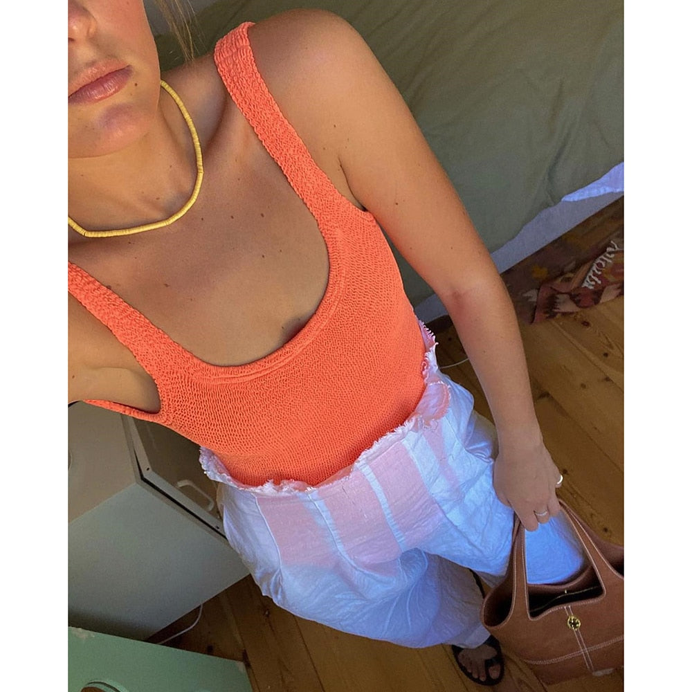 Maillot de bain une pièce en matière côtelée