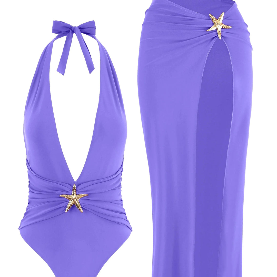 Ensemble de plage à jupe longue et étoile de mer décorative