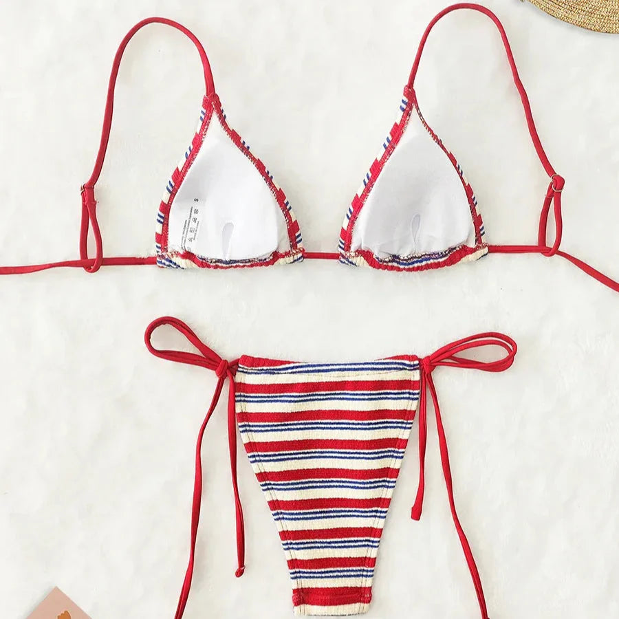 Maillot de bain 2 pièces à rayures