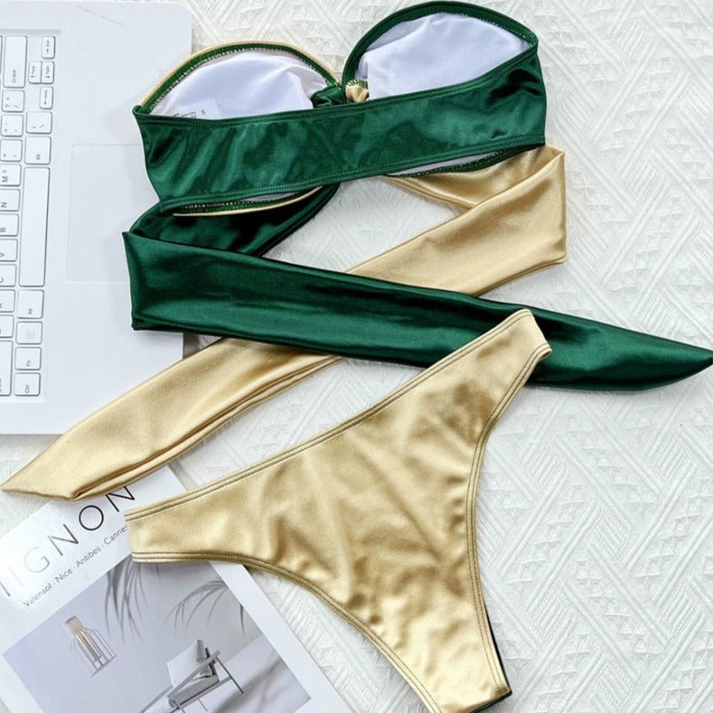 Maillot de bain 2 pièces bicolore
