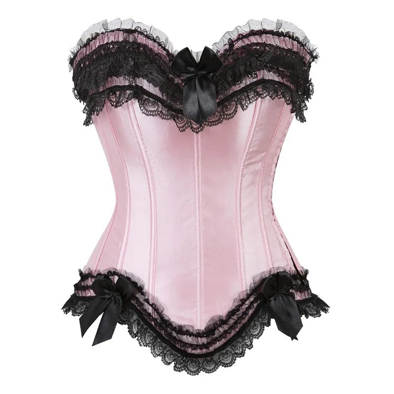 Corset élégant en satin grande taille à armatures sculptantes et dentelle raffinée