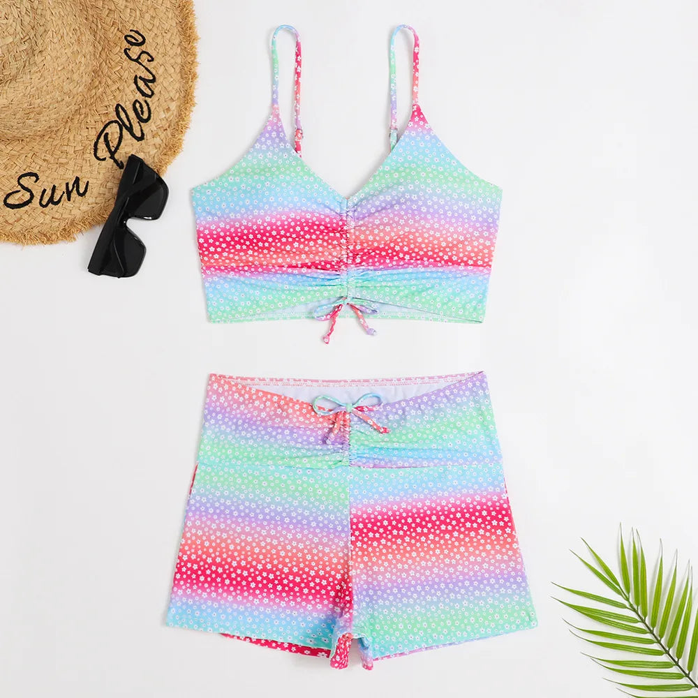 Maillot de bain avec short taille haute