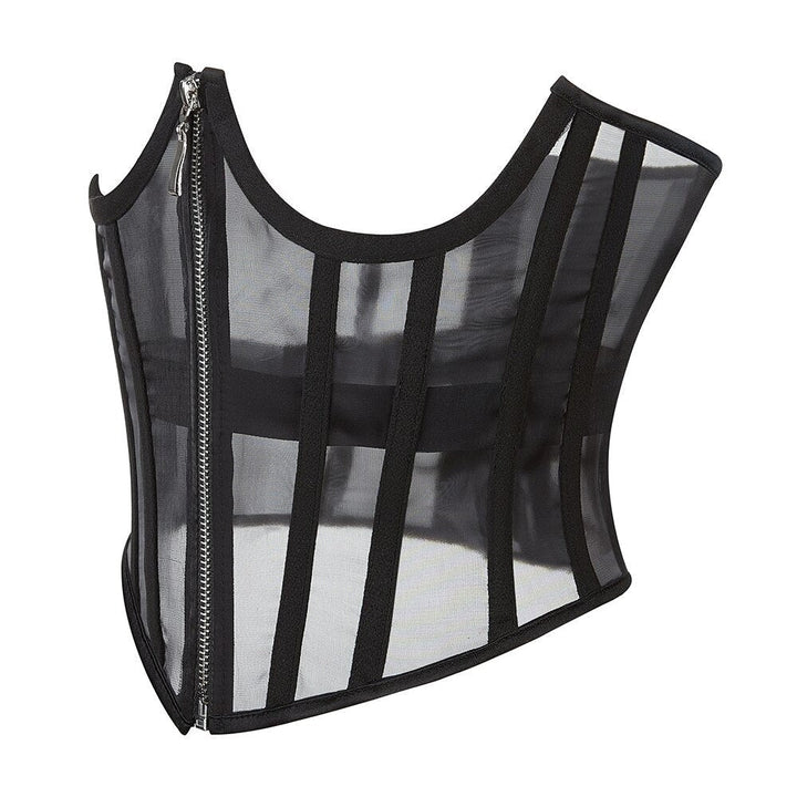 Corset en résille à fermeture éclair