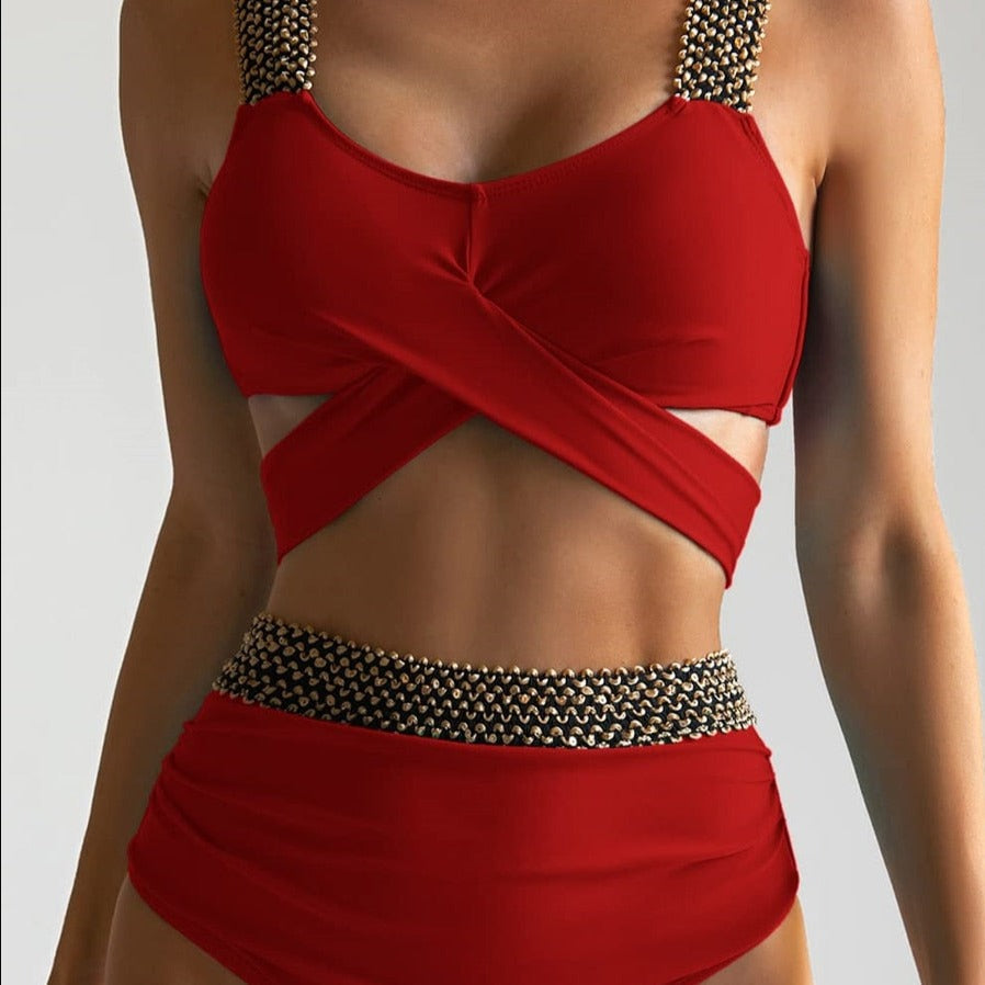 Maillot de bain 2 pièces taille haute