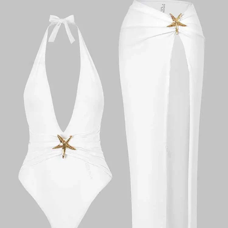 Ensemble de plage à jupe longue et étoile de mer décorative