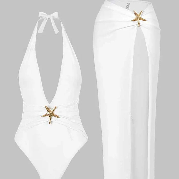 Ensemble de plage à jupe longue et étoile de mer décorative