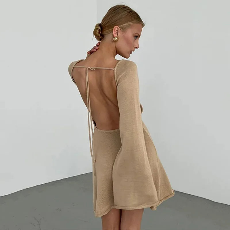 Robe en maille dos nu