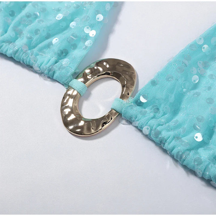 Ensemble de plage bikini brillant à paillettes