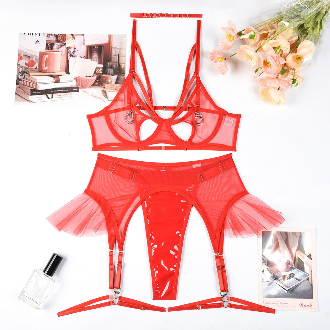 Ensemble de lingerie de nuit transparent