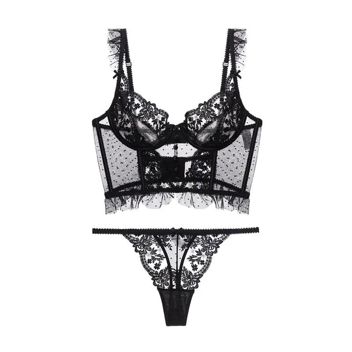Ensemble de lingerie à soutien-gorge bustier et broderie florale