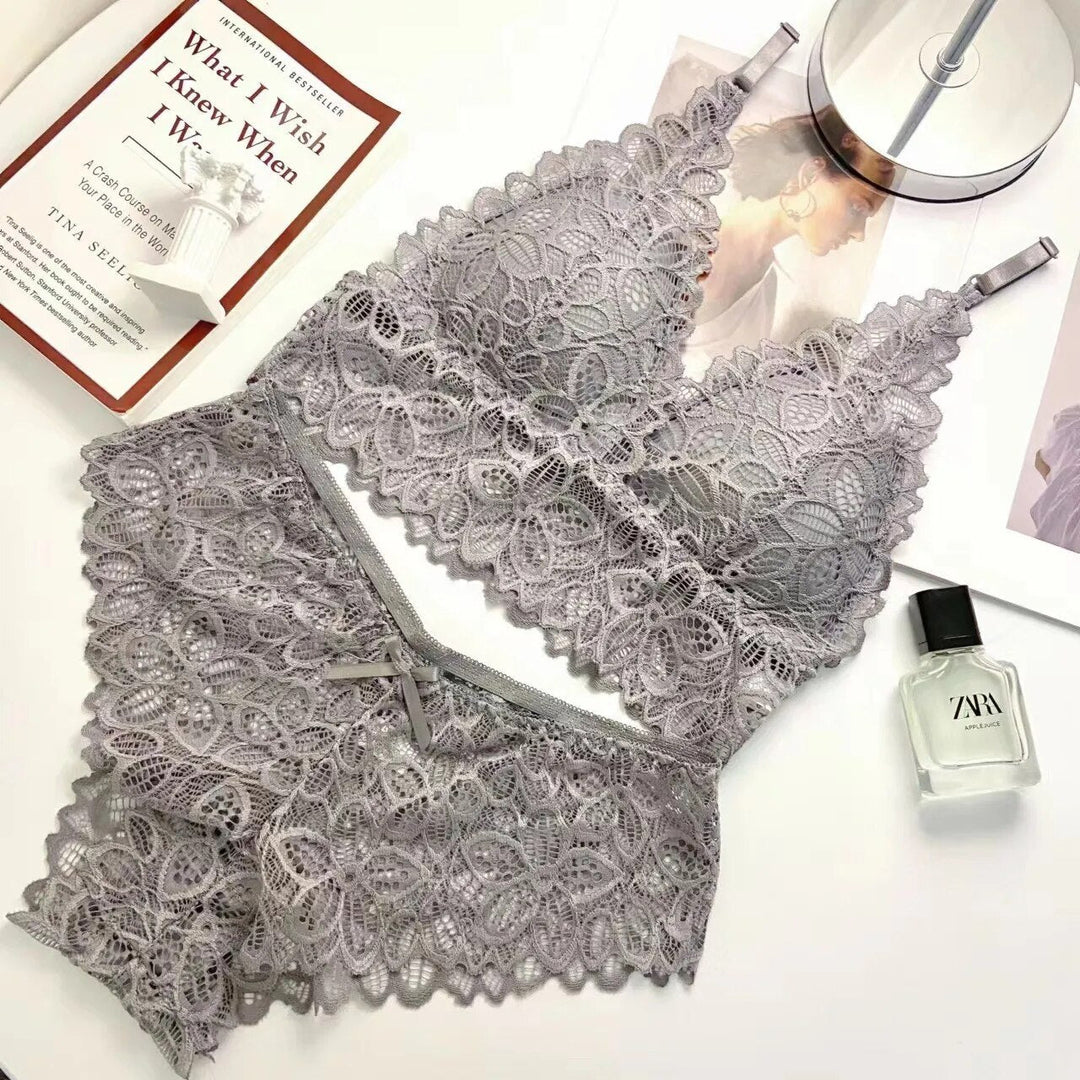 Ensemble de lingerie en dentelle à fleurs brodées