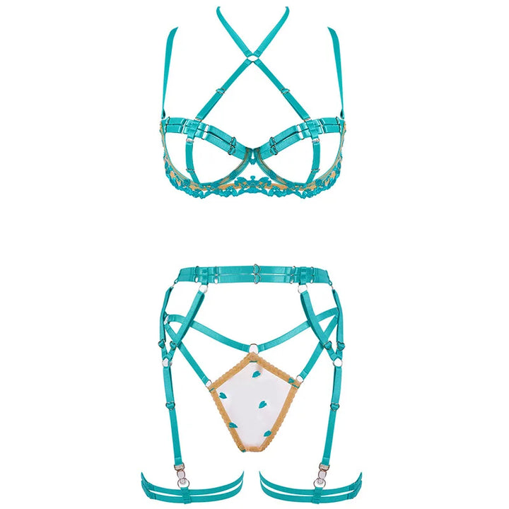 Ensemble de lingerie 4 pièces brodé