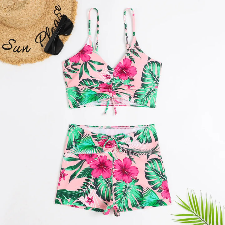 Maillot de bain avec short taille haute