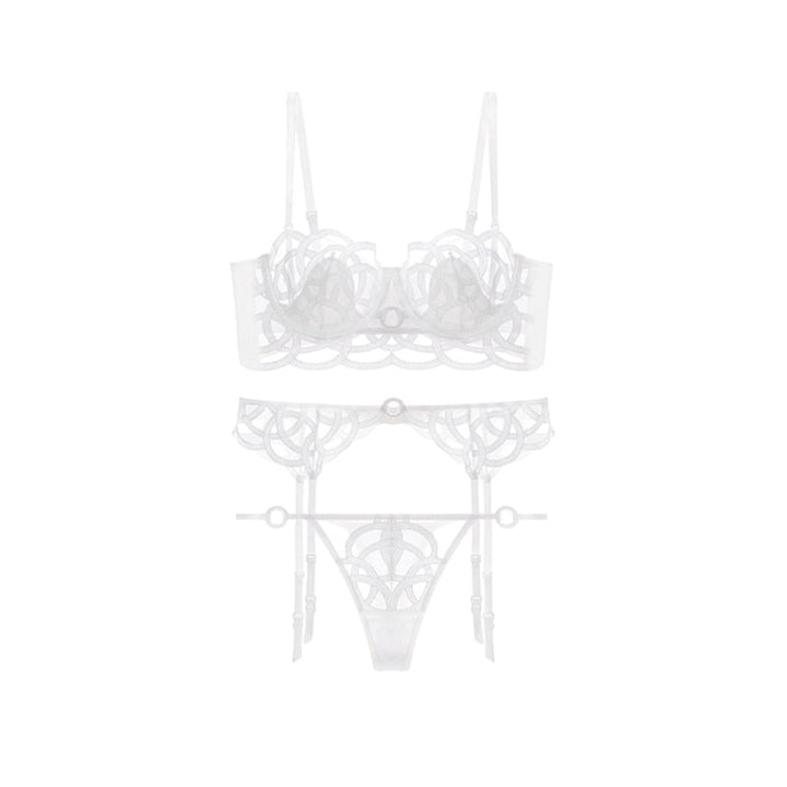 Ensemble de lingerie 3 pièces avec inserts transparents