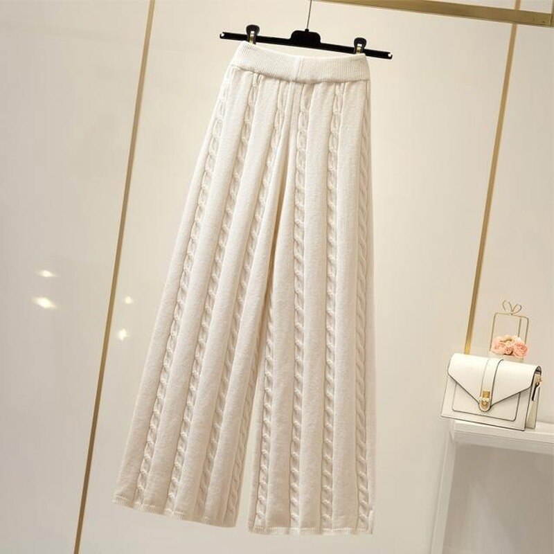 Pantalon ample en maille à motif