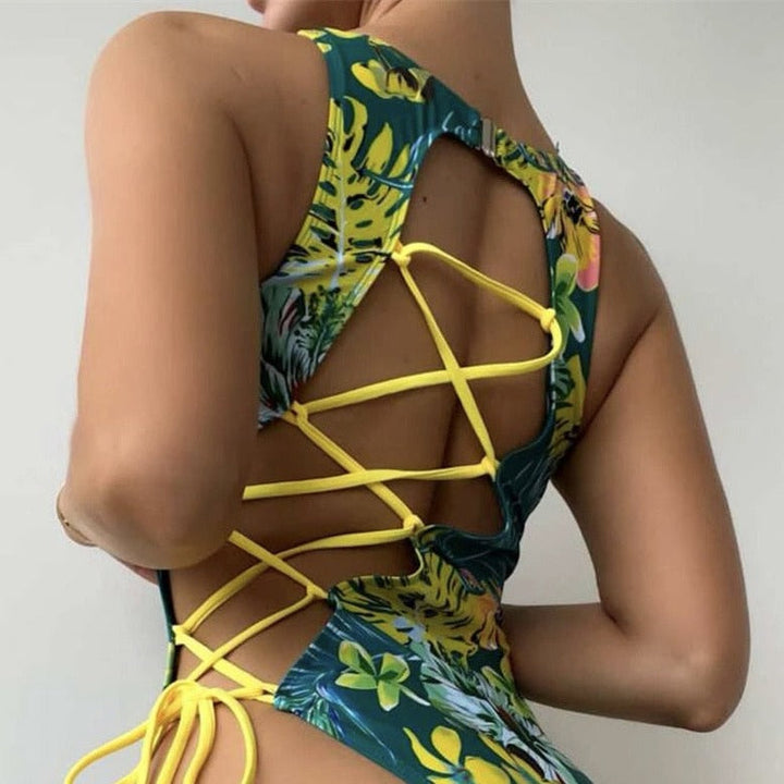 Maillot de bain à laçage décoratif