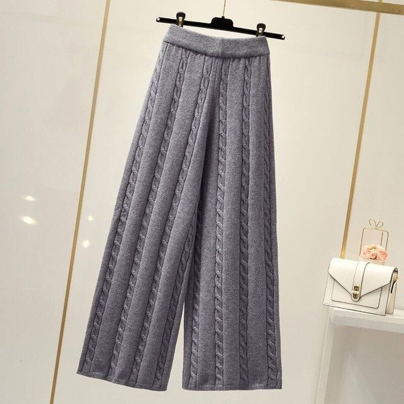 Pantalon ample en maille à motif