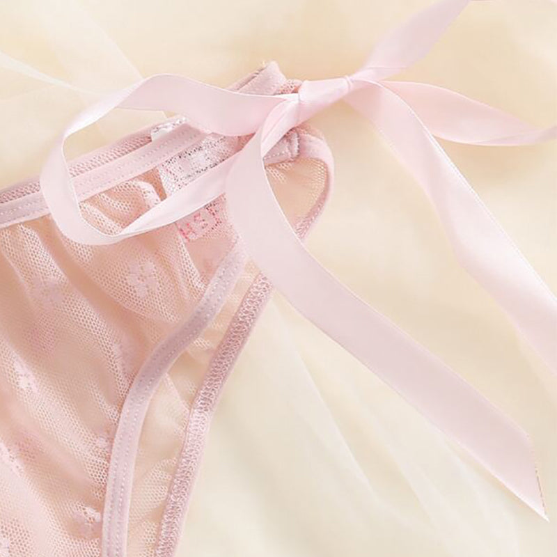 Ensemble de lingerie en dentelle à ruban décoratif