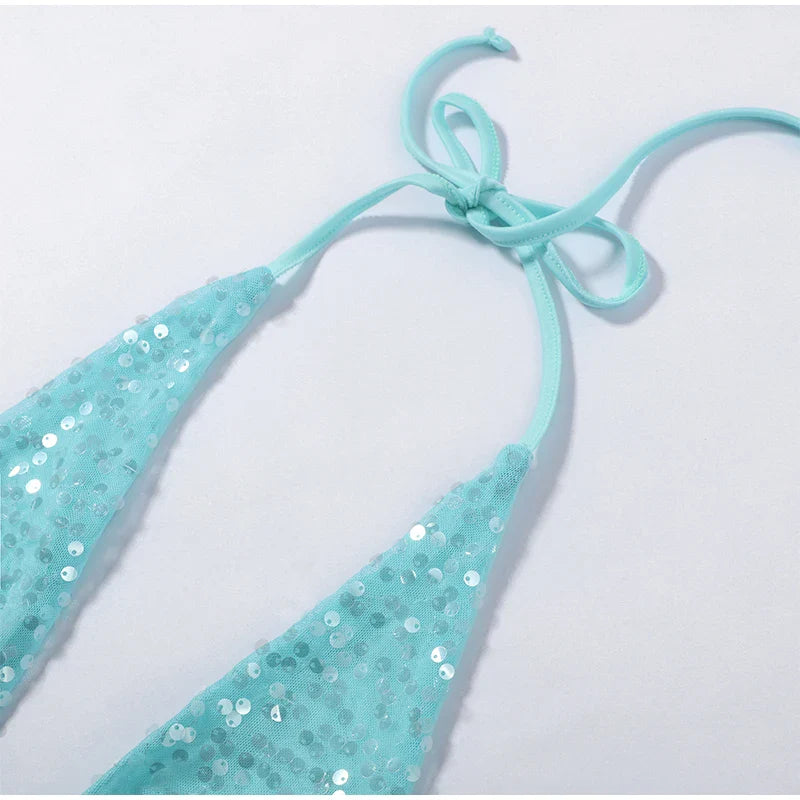 Ensemble de plage bikini brillant à paillettes