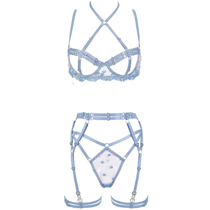 Ensemble de lingerie 4 pièces brodé