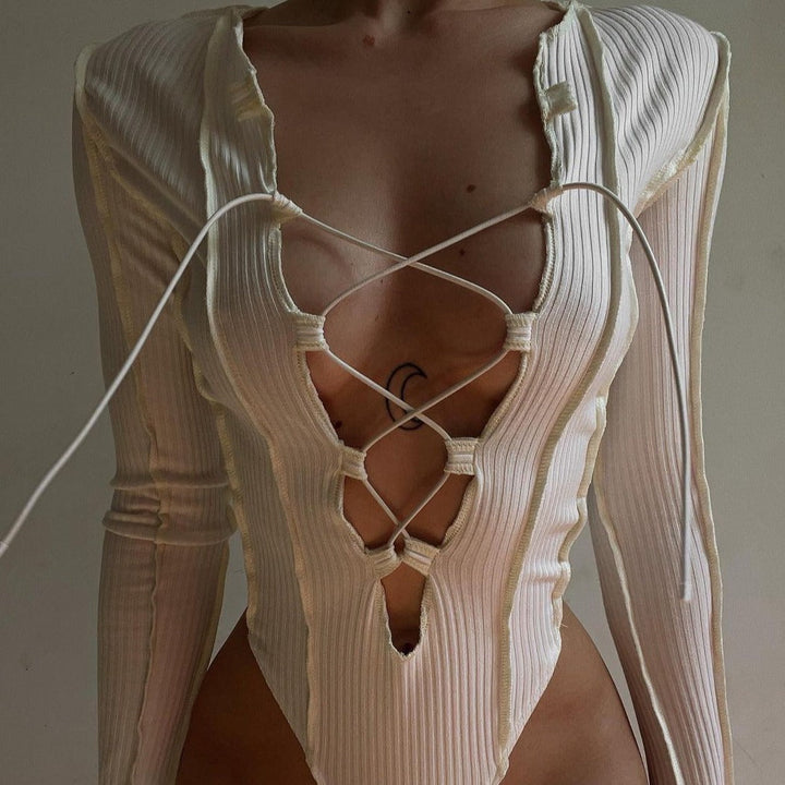 Body à décolleté lacé