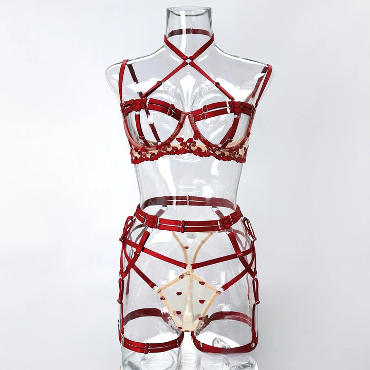 Ensemble de lingerie 4 pièces brodé