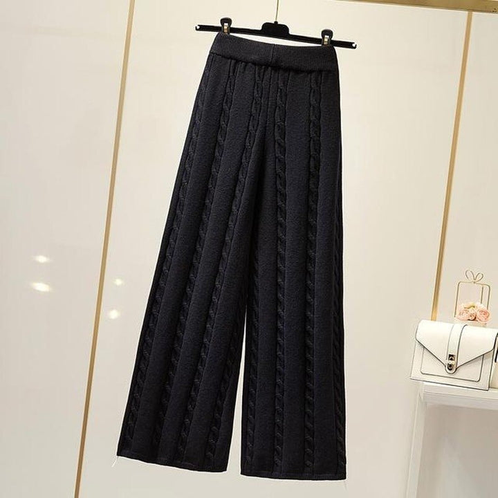 Pantalon ample en maille à motif