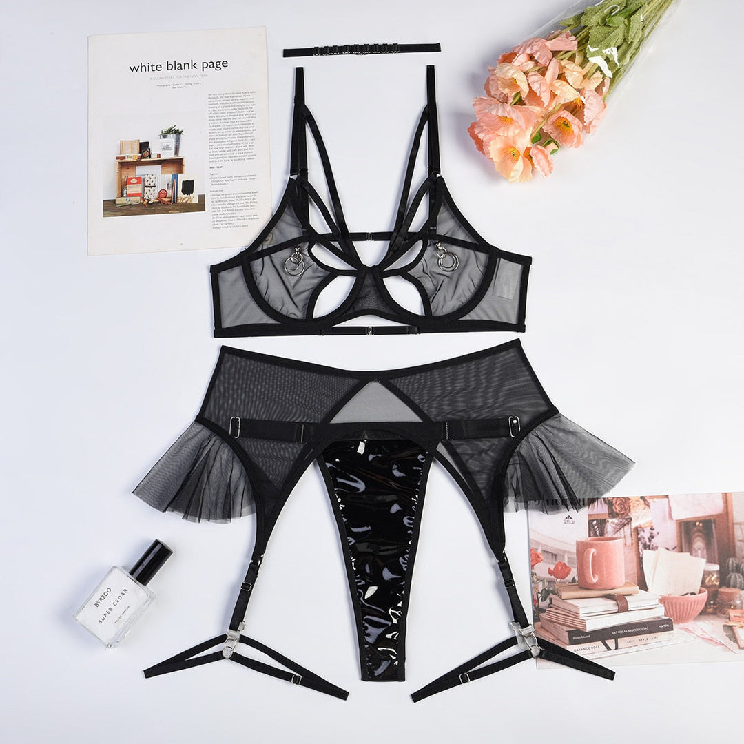 Ensemble de lingerie de nuit transparent