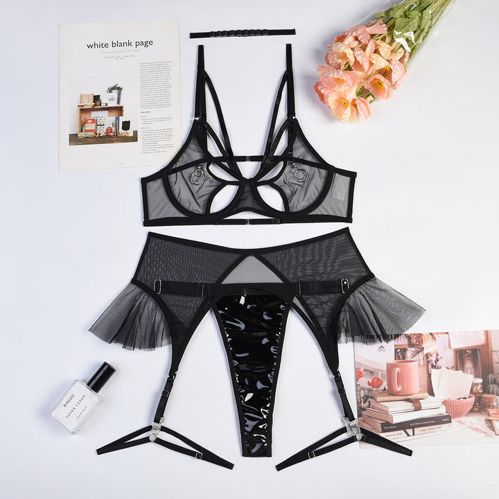 Ensemble de lingerie de nuit transparent