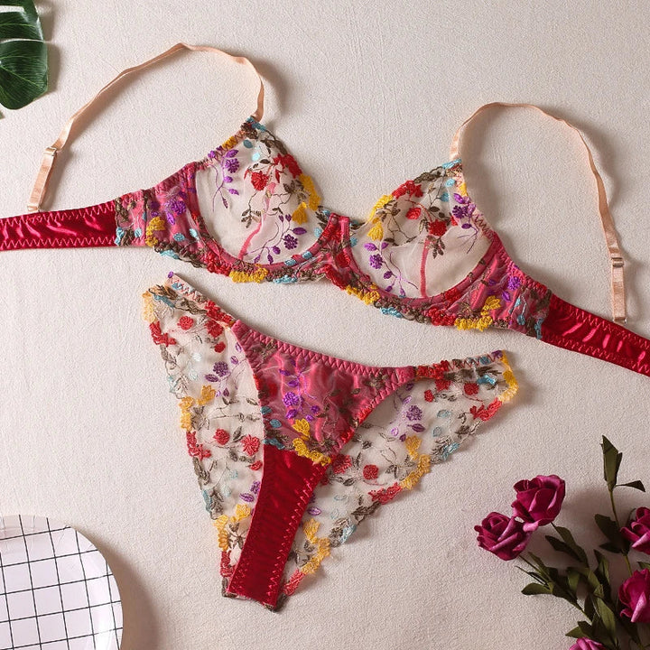 Ensemble de lingerie à motif floral