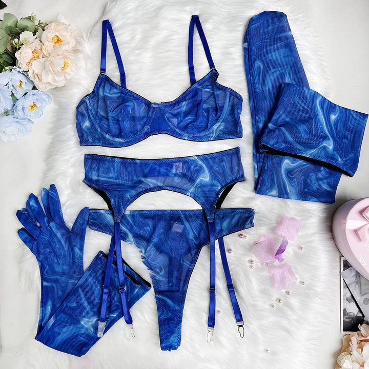 Ensemble de lingerie tie-dye 5 pièces