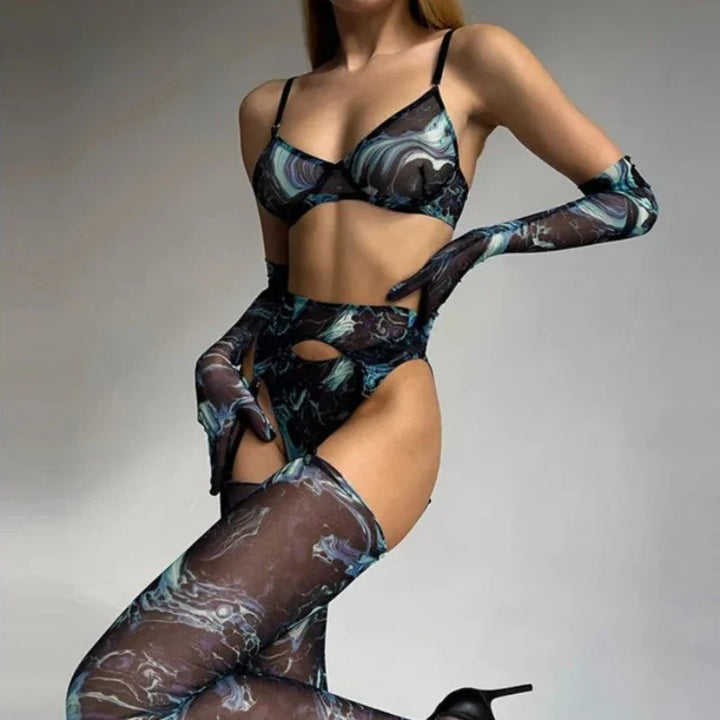 Ensemble de lingerie tie-dye 5 pièces