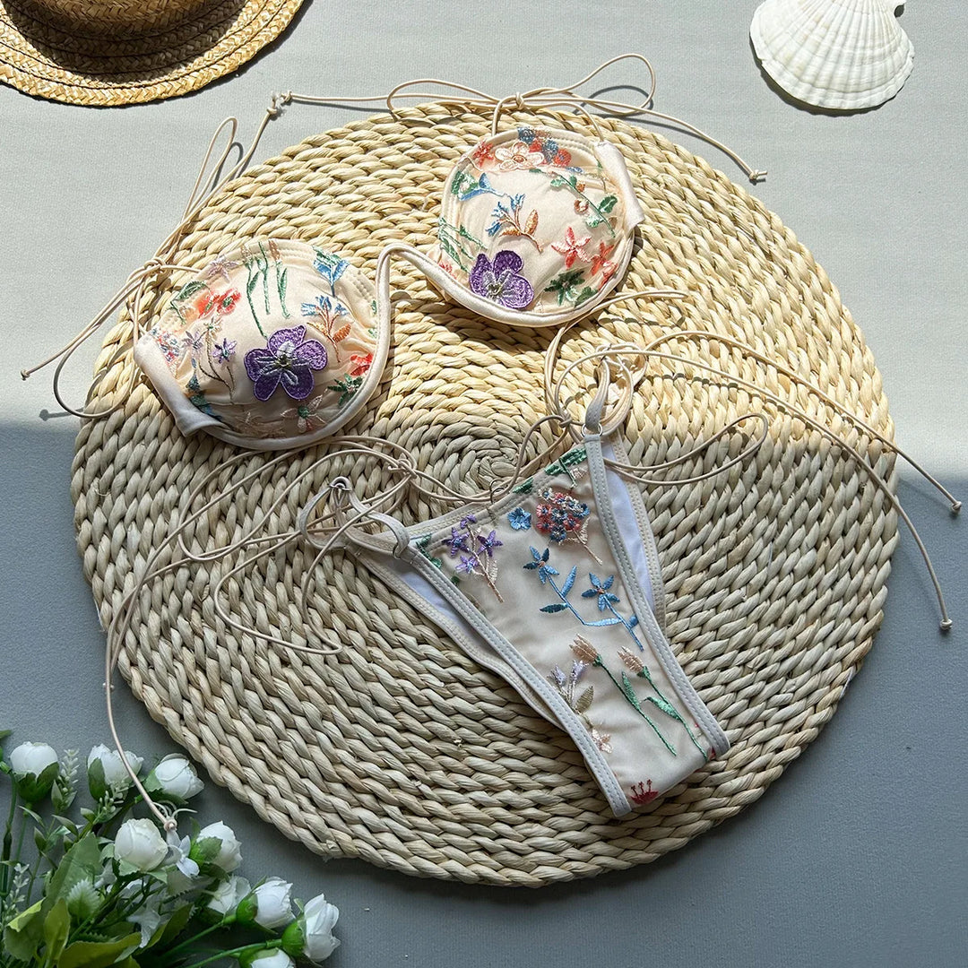 Bikini push-up à fleurs