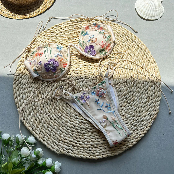 Bikini push-up à fleurs